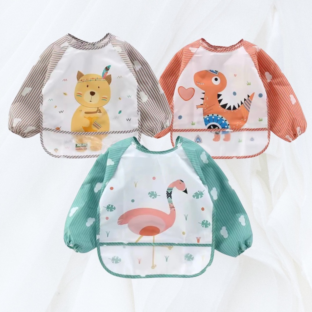3 PCK Long-Sleeve Bib Set with Animal Prints